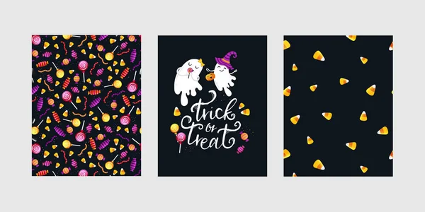Niedliche Halloween Designs Muster Hintergrund Und Typografie Ideal Für Party — Stockvektor