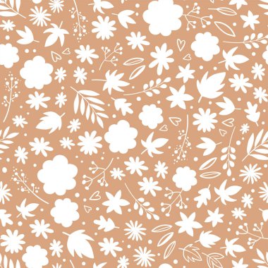 Güzel el çizimi Şükran Günü deseni, çiçekler ve sonbahar yaprakları, sevimli karalama arkaplanı, tekstil, ambalaj, pankart, duvar kağıtları, vektör tasarımı için harika.