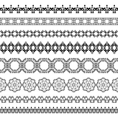 Çizgi kenarlığı deseni ayarlamak ve öğe tasarım. Geometrik vintage moda deseni. Vektör çizim.