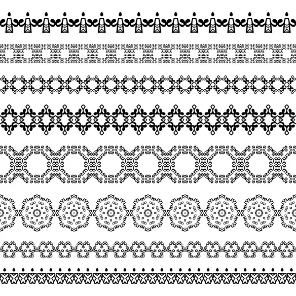 Line border pattern set and design element. Geometric vintage fashion pattern. Vector illustration. — Stock Vector