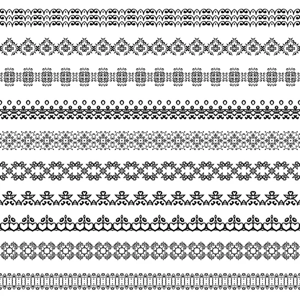 Line border pattern set and design element. Geometric vintage fashion pattern. Vector illustration. — Stock Vector