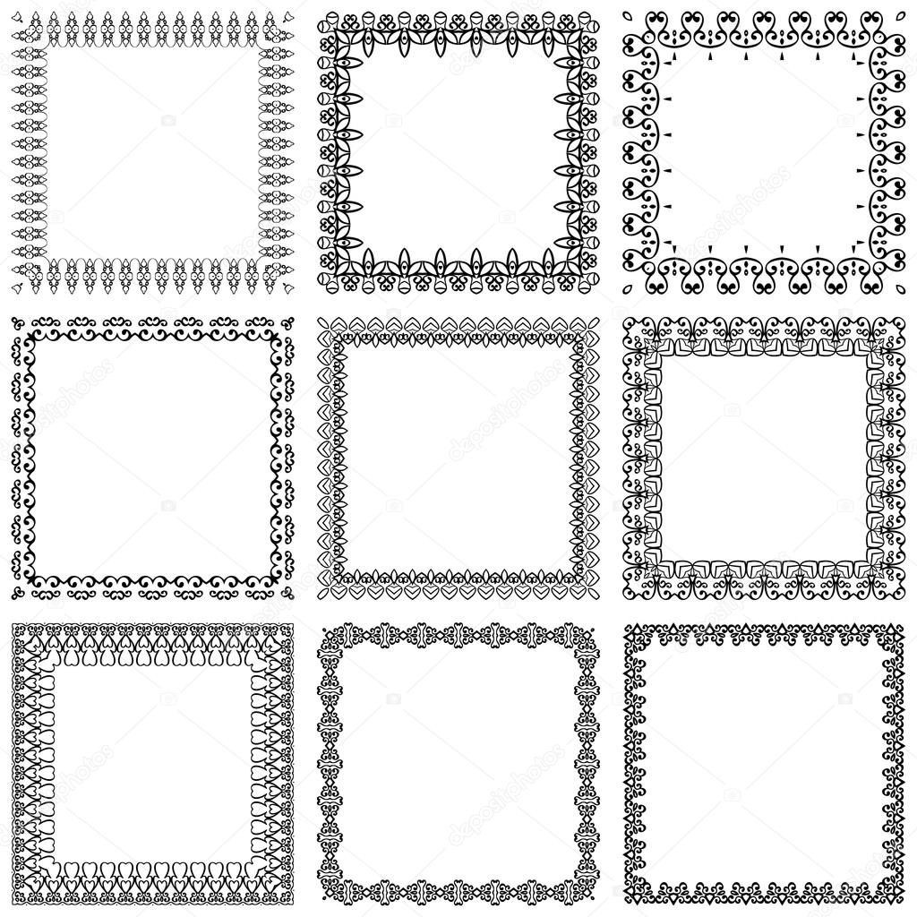 Welp Decorative vintage frames and borders set vector — Stock Vector IE-85