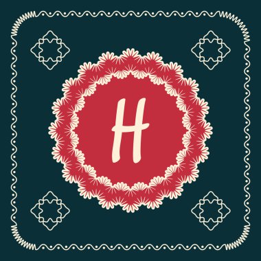 Vektör kare kartları H alfabenin harfleri ile