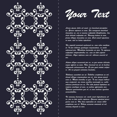 Modern sanat eserleri ve süslemeleri ile klasik tarz broşür tasarımı, renkli sayfalar, klasik renkler ve tasarım ve dekorasyon için yaratıcı çözümler - kartpostal, menüler ve daha fazlası