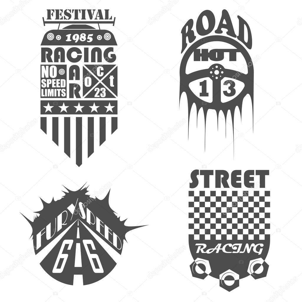 Set of car labels, emblems and design elements