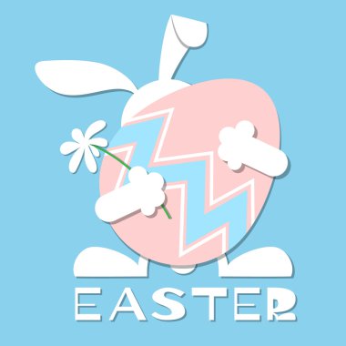 Rabbit holds Easter egg vector Rabbit holds Easter egg vector