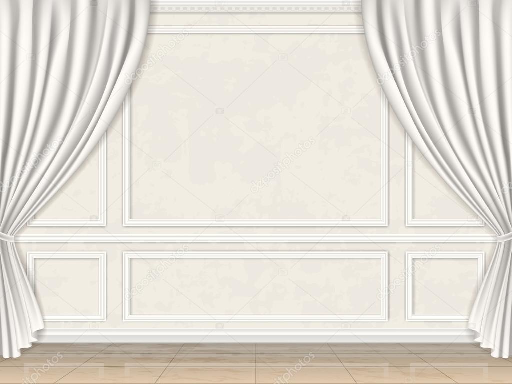 wall decorated panel mouldings and curtains