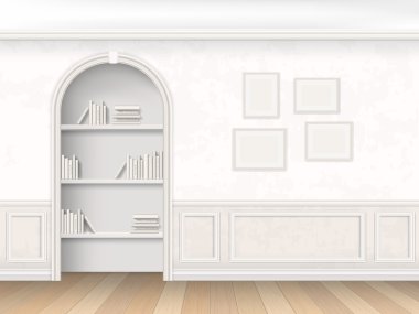 Niche with books on shelves clipart