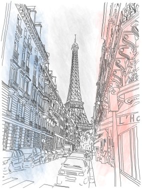 Sokak Paris ve Eyfel Kulesi