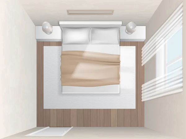 Dormitorio vista superior con paredes beige — Archivo Imágenes Vectoriales