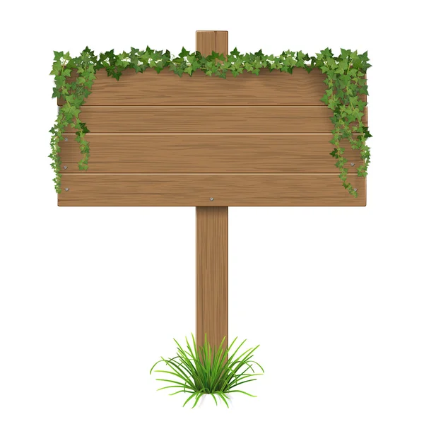 Sinal de madeira grama hera — Vetor de Stock