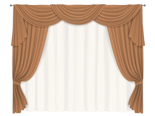 Cortinas de color beige pesado — Vector de stock