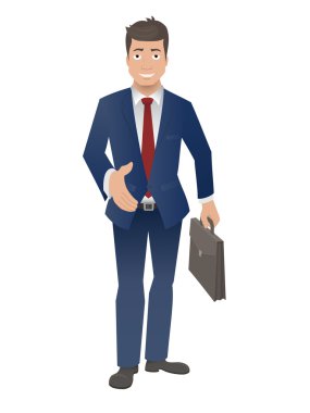 İşadamı ile el sallayarak evrak çantası