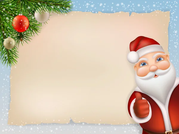 Noel Baba ve köknar dalı ile Noel kartı — Stok Vektör