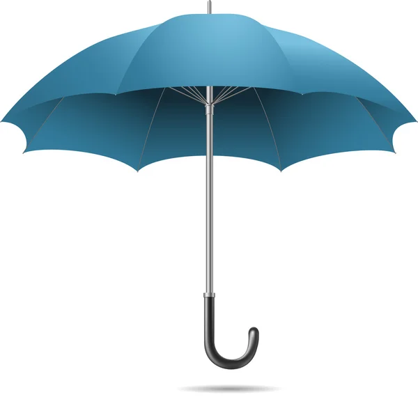 Open blue umbrella on white background — Stock Vector