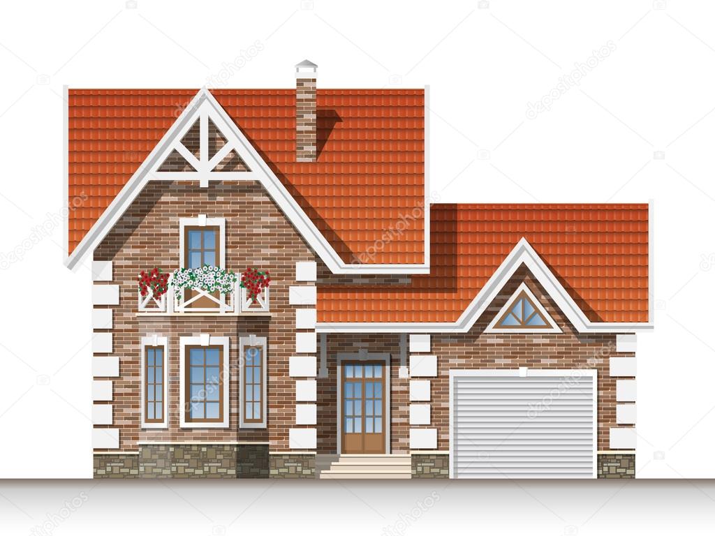 Beautiful Brick House With A Mansard And Garage Front Elevation Beautiful Brick House With A Mansard And Garage Front Elevation