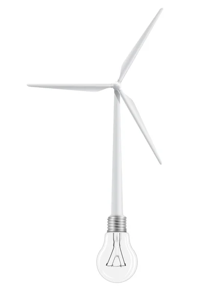 Windturbine en lamp aangesloten. — Stockvector