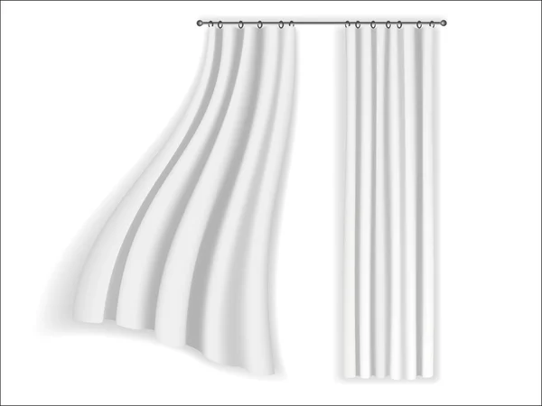 Белые шторы трепещут на белом фоне — стоковый вектор
