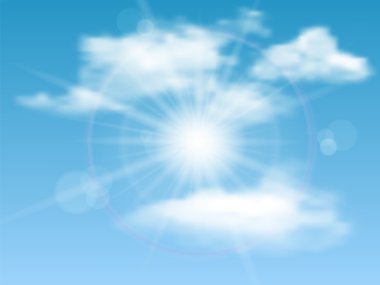 Gökyüzü, güneş, bulutlar, arka plan