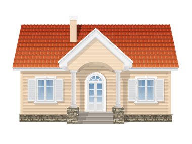 suburban house, realistic vector illustration clipart