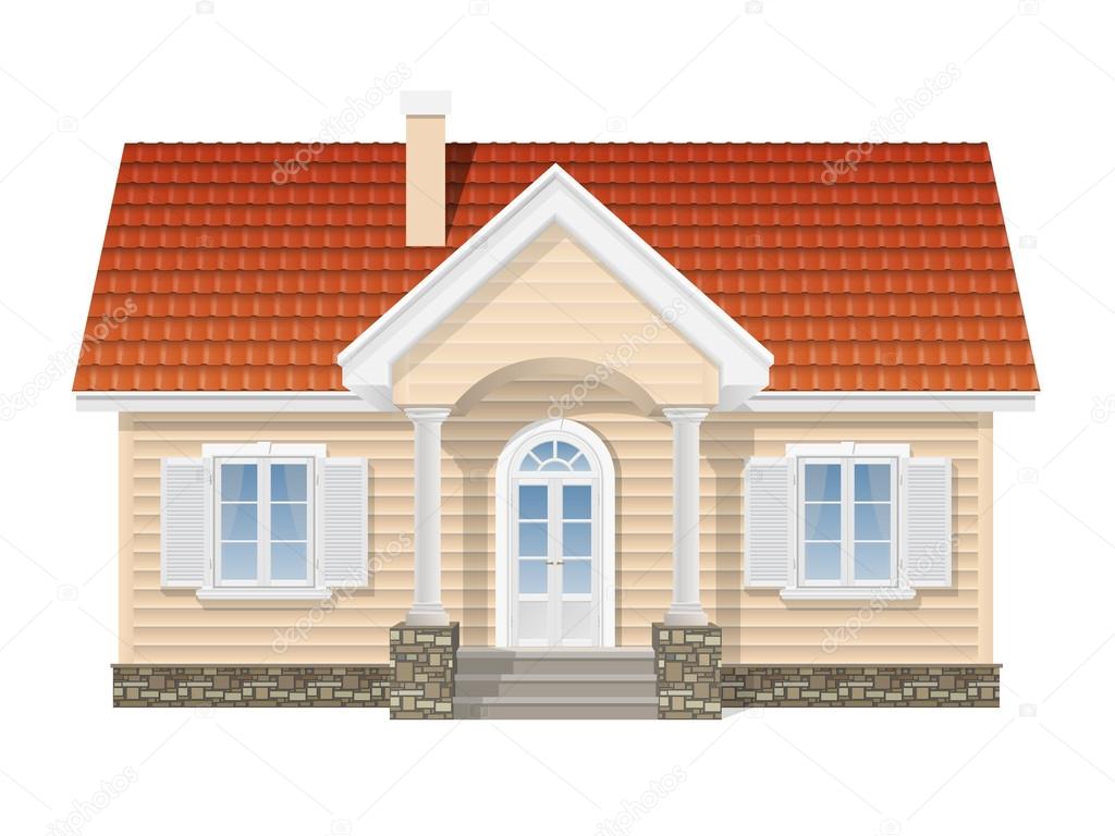 suburban house, realistic vector illustration