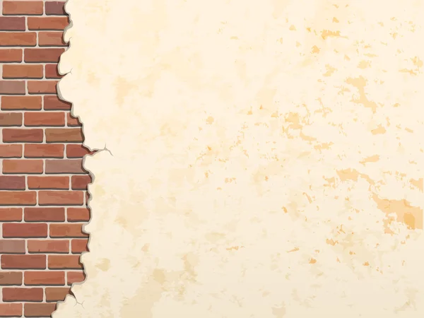 Gebarsten concrete bakstenen muur achtergrond — Stockvector