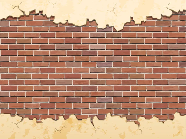 Brick wall and cracked concrete — Stock Vector