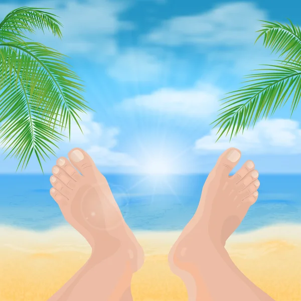 Feet on the beach — Stock Vector