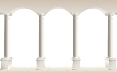 Arch ve beyaz sütunlarda
