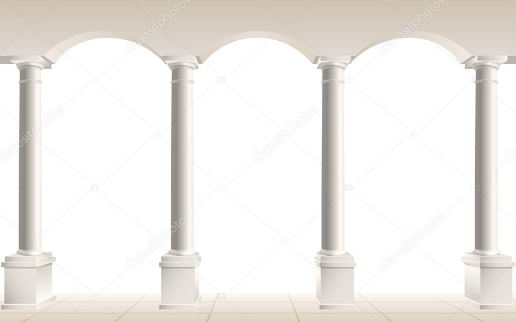 arch and columns on white