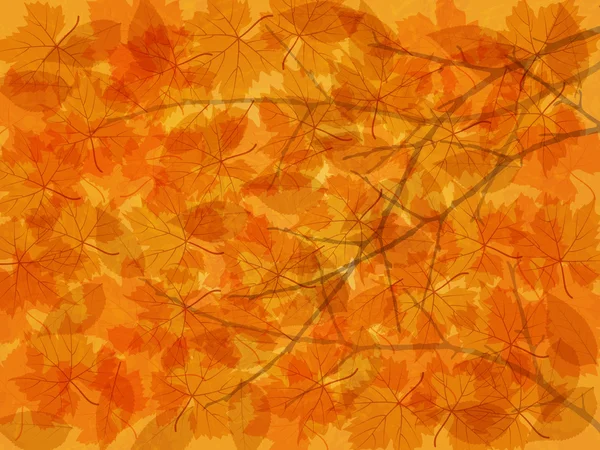 Осенний фон с опавшими листьями и ветвями . — стоковый вектор