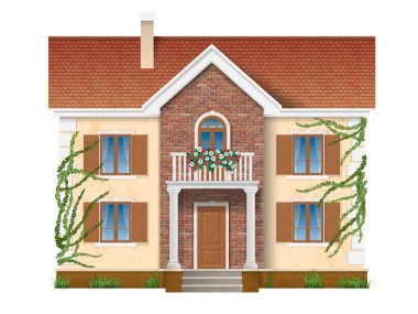 residential house overgrown with ivy clipart