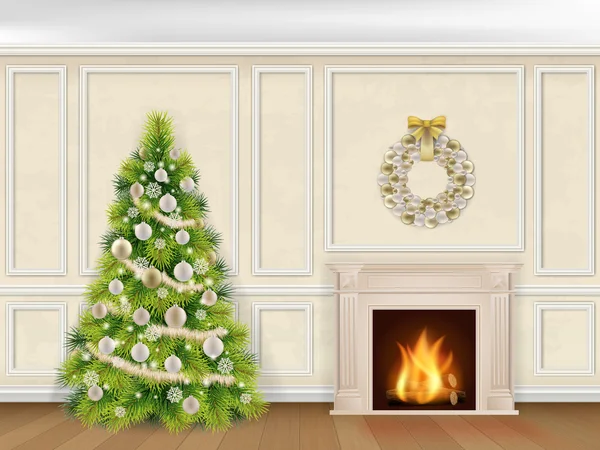 Christmas interior in classic style Stock Illustration