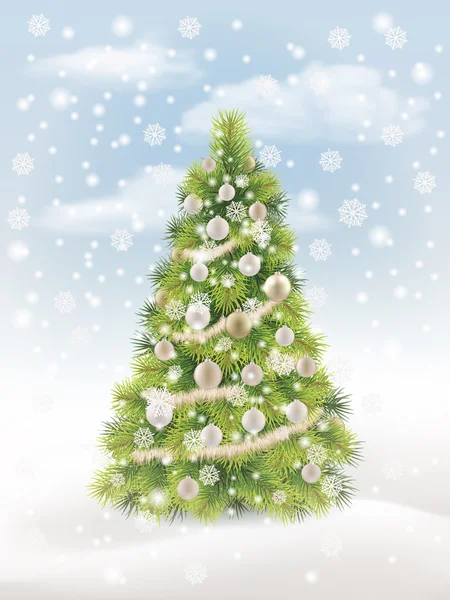 Christmas tree and snowflakes — Stock Vector