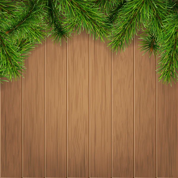 Fir branches on wooden boards — Stock Vector