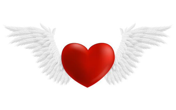 Hovering heart with wings