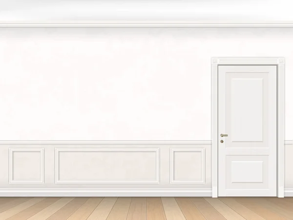 Interior clásico en color blanco con puerta — Vector de stock