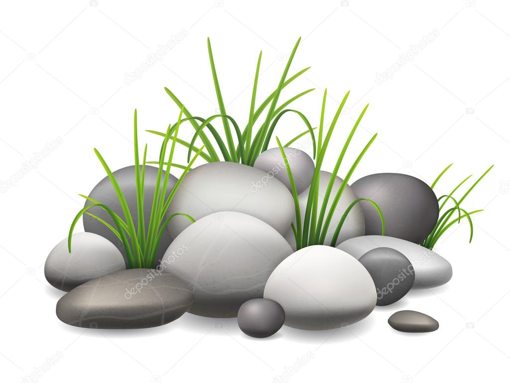 Stones and green grass Stock Vector Image by ©belikovand #97428636