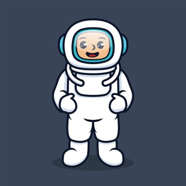 şirin astronot web simgesi, basit vektör illüstrasyonu 