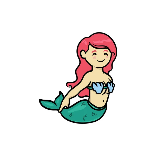 かわいい人魚のウェブアイコン 簡単なベクトルイラスト — ストックベクタ