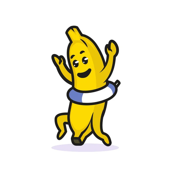 かわいいバナナキャラクターのウェブアイコンシンプルなベクトルイラスト — ストックベクタ