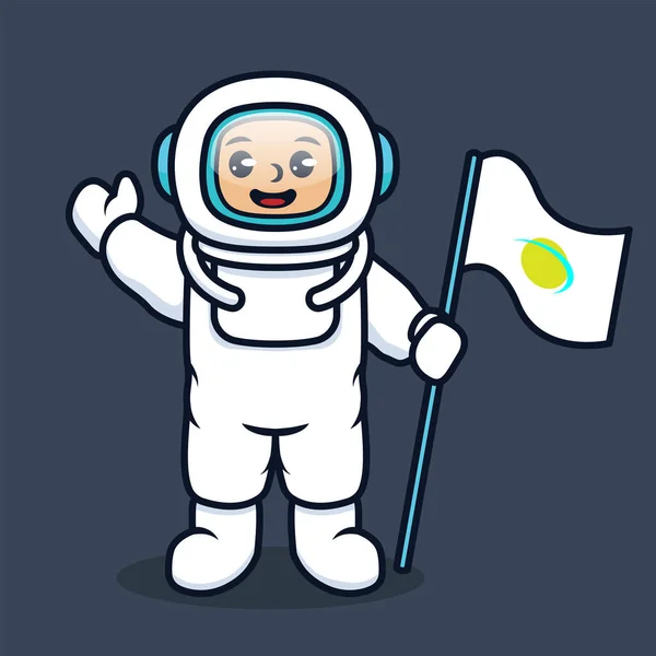 Ikon Web Astronot Yang Lucu Ilustrasi Vektor Sederhana - Stok Vektor