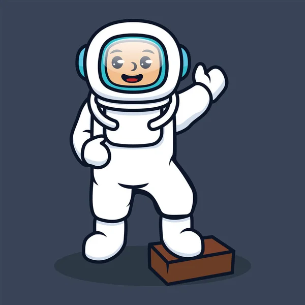 Schattig Astronaut Web Icoon Eenvoudige Vector Illustratie — Stockvector