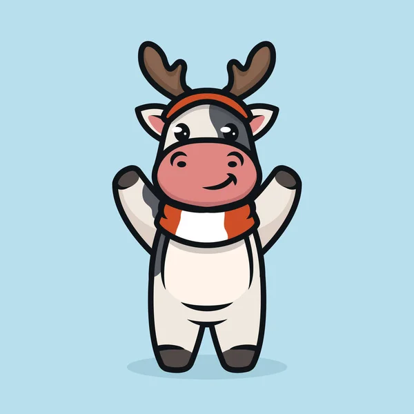 Vaca Navidad Vector Ilustración — Archivo Imágenes Vectoriales