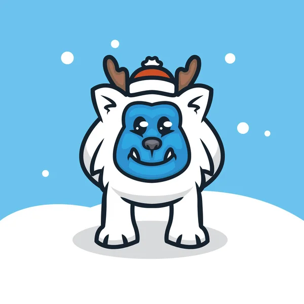 Lindo Yeti Navidad Vector Ilustración — Vector de stock