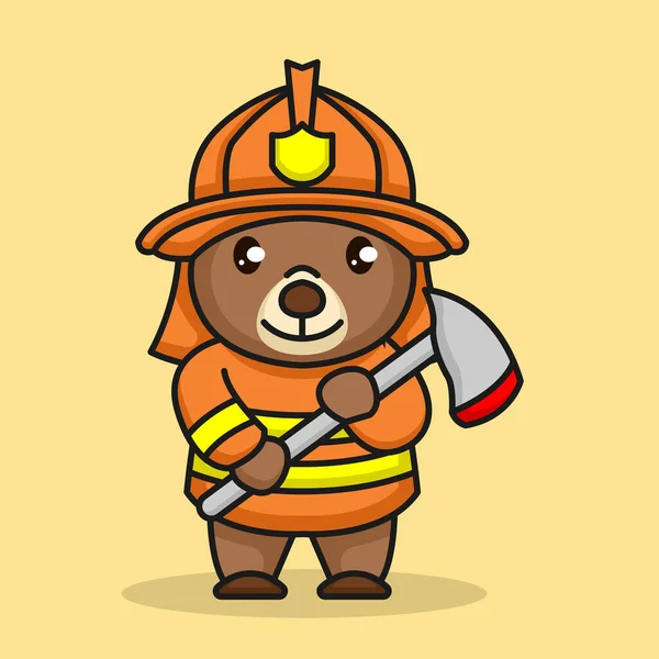 Teddy Bear Pemadam Kebakaran Gambar Vektor - Stok Vektor