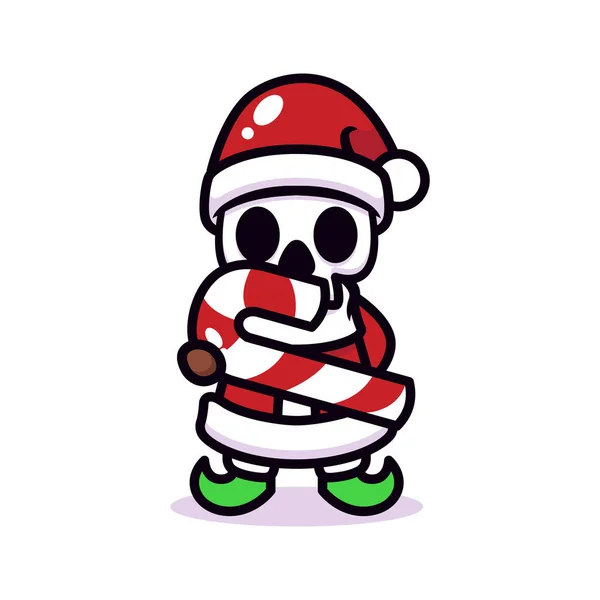 Skull Santa Gambar Vektor - Stok Vektor