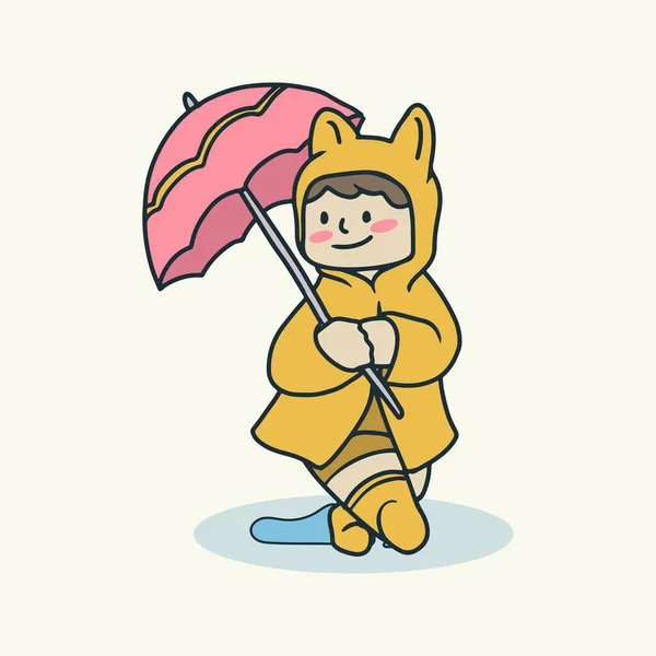 Kinderen Spelen Wanneer Regenachtige Dag Vector Illustratie — Stockvector