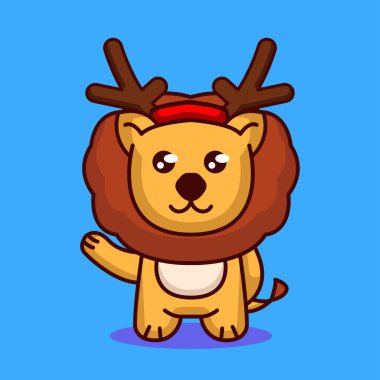 şirin aslan noeli, vektör illüstrasyonu 