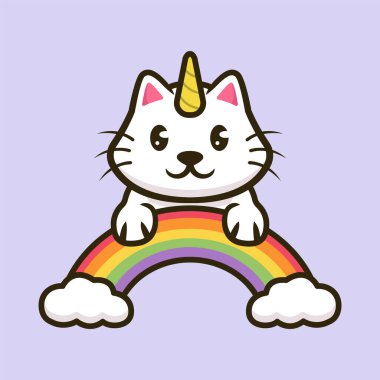 Kedi Tekboynuz, vektör illüstrasyonu 